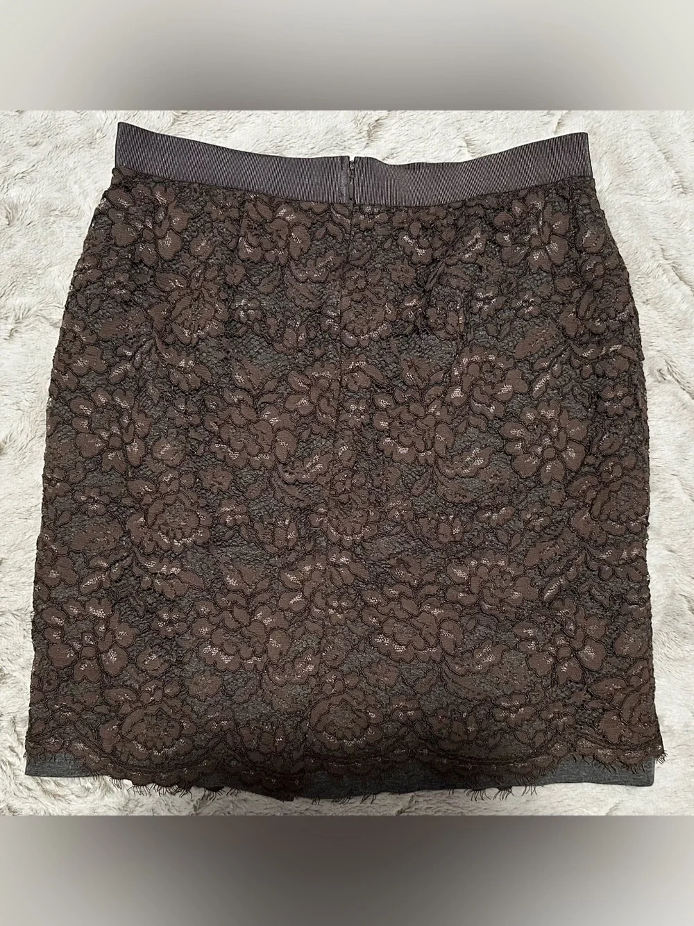 Ann Taylor Loft Women's Brown And Gray Lace Pencil Skirt Size 10 - Picture 9 of 10
